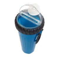 Двойная бутылка поилка для воды и корма со складной миской Pet Drink Bottle 2 в 1 для собак и кошек Походная бутылка для животных, Миска для прогулок