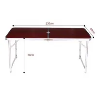 Aluminum Folding Picnic Table with Set with 4 Chairs Premier PR-FX8812 Brown Camping Folding Table Suitcase Folding Table