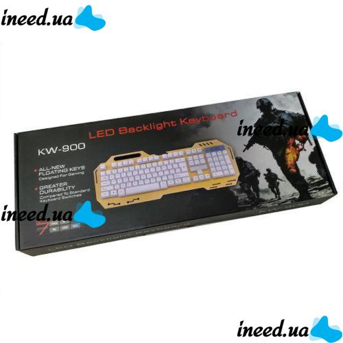 USB проводная компьютерная клавиатура Kronos KW-900 с подсветкой Black