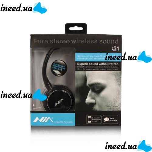 Wireless Bluetooth Headphones NIA Q1 microSD Black