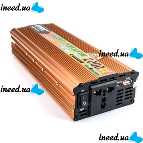 Автомобильный инвертор UKC 24V-220V 2000W авто преобразователь напряжения тока от прикуривателя и аккумулятора, зарядное с защитой от перегрева 2000Вт