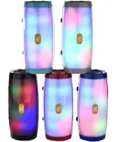 Беспроводная Bluetooth колонка T&G TG165C с RGB LED подсветкой и функцией Power Bank, Аккумуляторная блютуз акустика SPS UBL USB AUX для Android IOS