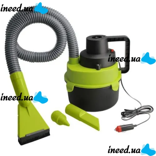Автомобільний пилосос The Black Multifunction Auto Vacuum 100 W для сухого та вологого прибирання в салоні від прикурювача 12V 3 насадки для авто
