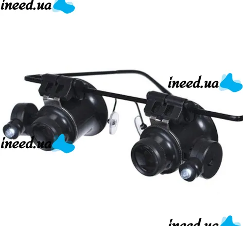 Бинокулярные налобные очки с подсветкой Glasses 9892A 20х налобная увеличительная лупа бинокуляры на голову для ювелиров, пайки, чтения и ремонта