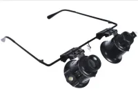 Бинокулярные налобные очки с подсветкой Glasses 9892A 20х налобная увеличительная лупа бинокуляры на голову для ювелиров, пайки, чтения и ремонта