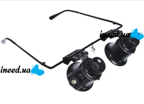 Бинокулярные налобные очки с подсветкой Glasses 9892A 20х налобная увеличительная лупа бинокуляры на голову для ювелиров, пайки, чтения и ремонта