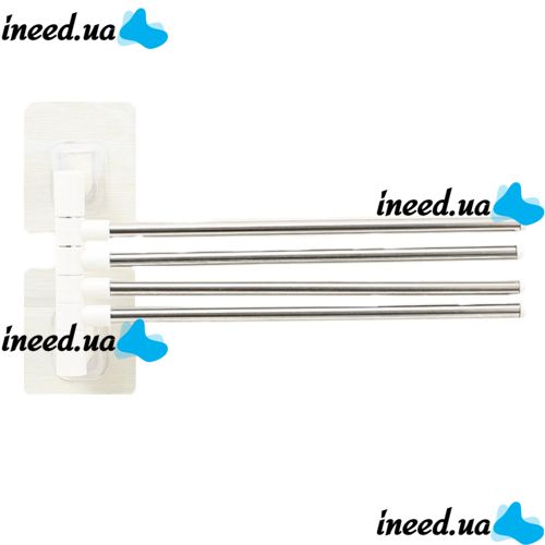 Универсальный настенный полотенцесушитель держатель для ванной 4-Bar Towel Rack на 4 полотенца, Вешалка органайзер для полотенец 4 держателя Белый