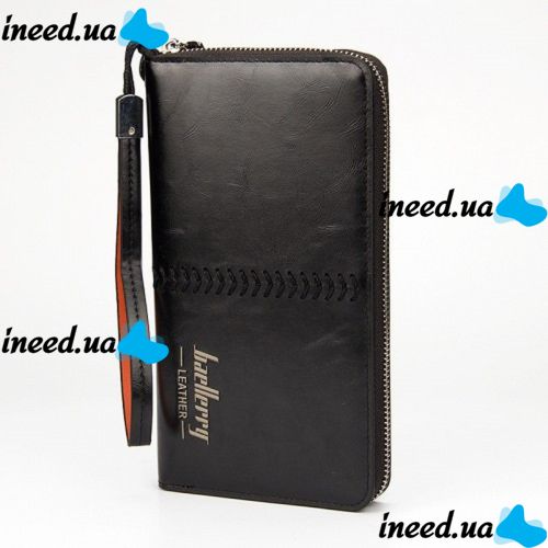 Мужской кошелек клатч портмоне Baellerry Leather Model 1 SW008 Black Черный