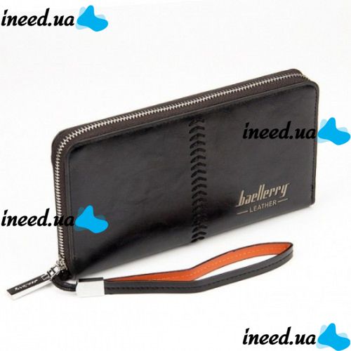 Мужской кошелек клатч портмоне Baellerry Leather Model 1 SW008 Black Черный