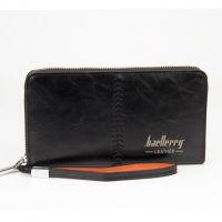 Мужской кошелек клатч портмоне Baellerry Leather Model 1 SW008 Black Черный