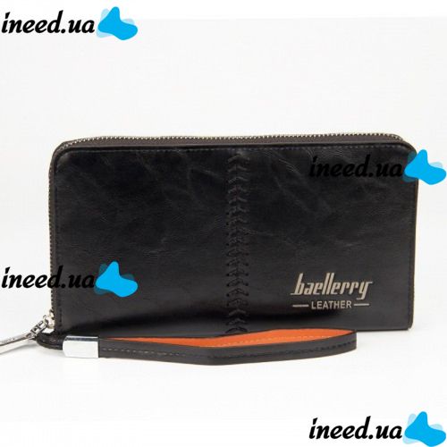 Мужской кошелек клатч портмоне Baellerry Leather Model 1 SW008 Black Черный