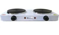 Настольная электроплита Domotec MS-5822 1000W на 2 конфорки диск, Двухконфорочная электрическая плита 1000Вт с термостатом на 5 положений Белая