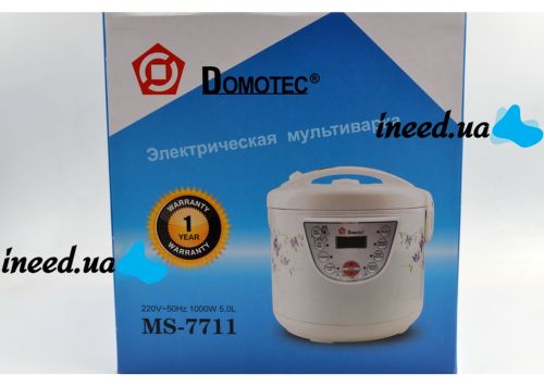Мультиварка Domotec MS-7711 5 литров 6 программ White + книга рецептов