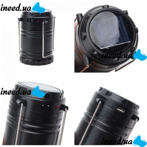 Camping Flashlight with Solar Charging for Phone USB SH-5800T 6led Camping Lamp with Solar Battery, Rechargeable Flashlight G-85