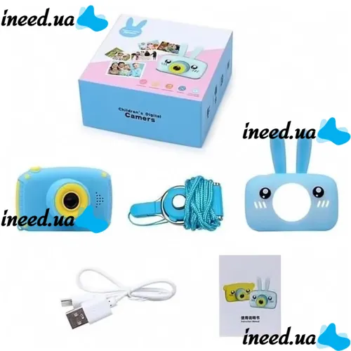 Детский аккумуляторный фотоаппарат DVR Baby Camera XL-500R зайчик, Детская цифровая камера 7688 600mAh, Цифровой фотоаппарат для детей Голубой