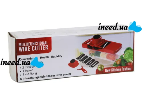 Мультислайсер Mandoline Slicer 6 в 1 Red, Ручная овощерезка для овощей и фруктов с контейнером, Слайсер, Терка мини комбайн 6в1 Красная