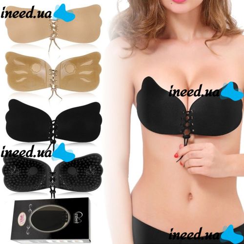 Силиконовый невидимый бюстгальтер Fly Bra Butterfly с эффектом Рush Up лифчик невидимка фиксация груди без бретелей, бежевый телесный черный флай бра