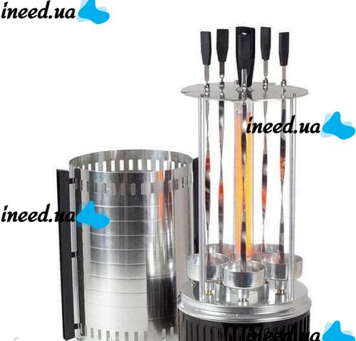 Вертикальная шашлычница электрическая BBQ WX-8601 1000W на 5 шампуров Black электрошашлычница черная