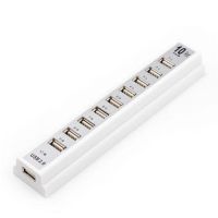 Активный USB хаб Digital White на 10 портов разветвитель с блоком питания белый
