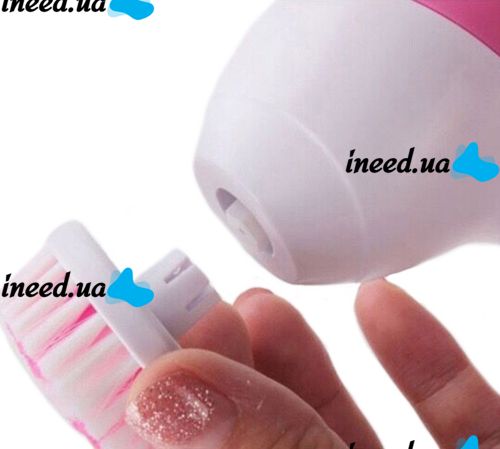 Электрический женский массажер для лица 5 в 1 Multifunction Face Cleaner AE-8782C 5 насадок, Массажная щетка со сменными насадками на батарейках