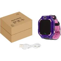 Наручные умные детские смарт часы Smart Watch X17 400 мА/ч с сим-картой, GPS, видеозвонком и фонариком водонепроницаемые для детей Фиолетовые