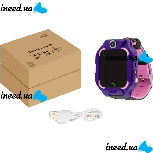 Наручные умные детские смарт часы Smart Watch X17 400 мА/ч с сим-картой, GPS, видеозвонком и фонариком водонепроницаемые для детей Фиолетовые