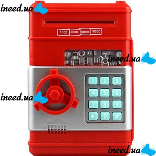 Children's electronic piggy bank safe Mony Safe, bill acceptor, ATM, with combination lock for paper bills, coins with Piggy Number Bank batteries