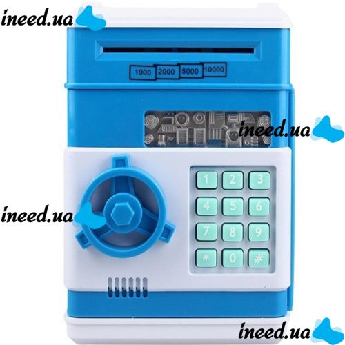 Children's electronic piggy bank safe Mony Safe, bill acceptor, ATM, with combination lock for paper bills, coins with Piggy Number Bank batteries