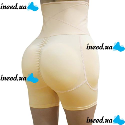 Корректирующие трусики-шорты Body Hip Pants для увеличения ягодиц с завышенной высокой талией и эффектом пуш-ап, утягивающие для бедер Бежевые