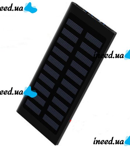 Портативное зарядное батарея Power Bank Solar Water Cube 20000 mAh с солнечной панелью, Внешний аккумулятор повербанк USB 2,1А 20000мАч с фонариком