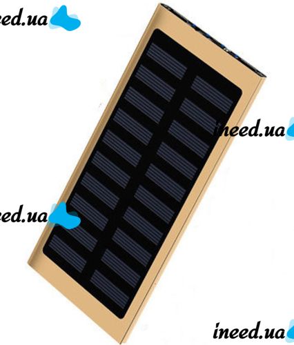 Портативное зарядное батарея Power Bank Solar Water Cube 20000 mAh с солнечной панелью, Внешний аккумулятор повербанк USB 2,1А 20000мАч с фонариком