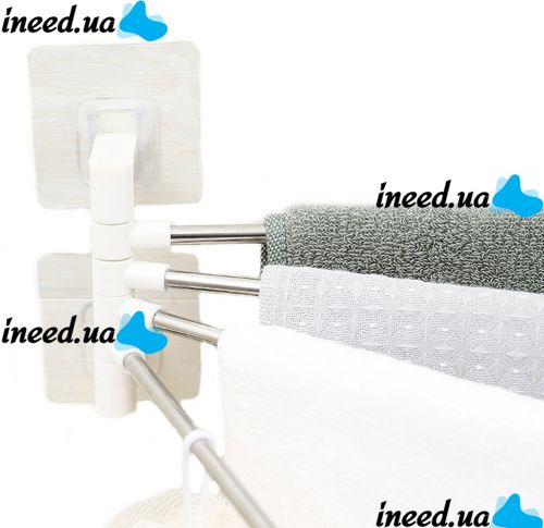 Универсальный настенный полотенцесушитель держатель для ванной 4-Bar Towel Rack на 4 полотенца, Вешалка органайзер для полотенец 4 держателя Белый