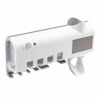 Держатель зубных щеток Brush Sterilizer 3 в 1 JX-5588, Диспенсер дозатор для зубной пасты, Уф стерилизатор, Контейнер с дезинфекцией Белый