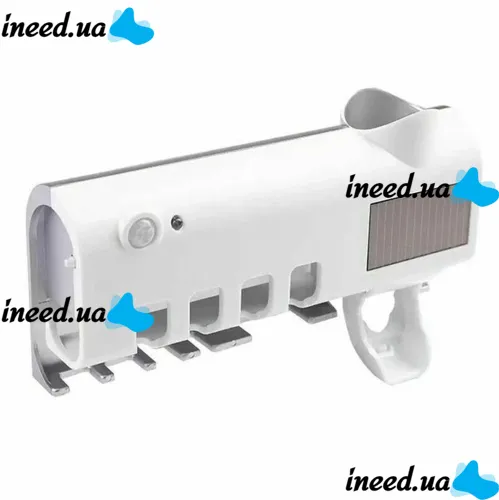 Держатель зубных щеток Brush Sterilizer 3 в 1 JX-5588, Диспенсер дозатор для зубной пасты, Уф стерилизатор, Контейнер с дезинфекцией Белый