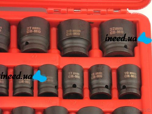 Набор торцевых шестигранных головок Piece Tool Set 1/2" 31шт в кейсе, Ударные головки 8-32mm с удлинителем и угловой насадкой 31 предмет в чемодане