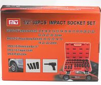 Набор торцевых шестигранных головок Piece Tool Set 1/2" 31шт в кейсе, Ударные головки 8-32mm с удлинителем и угловой насадкой 31 предмет в чемодане