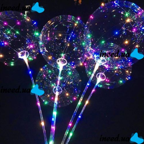 Шар надувной светящийся на палке со светодиодами BoBo Ballon 20" RGB Бобо прозрачный