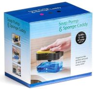 Kitchen Sponge Dispenser Soap Pump Sponge Caddy, Pressure Dispenser for Liquid Soap with Stand, Organizer for Washcloths with Soap Dish