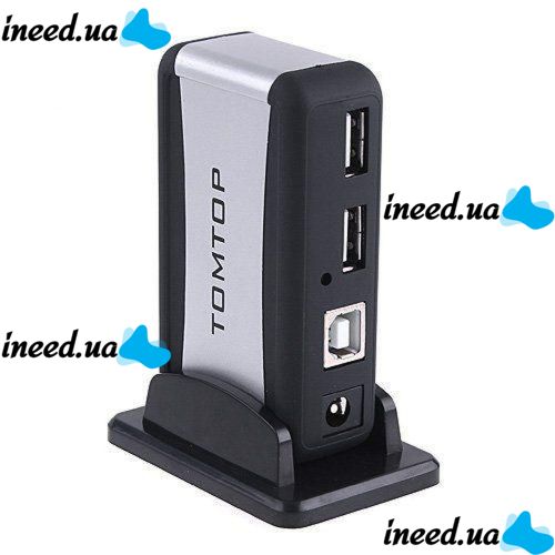 Вертикальный USB хаб HUB 2.0 Tomtop на 7 портов разветвитель удлинитель от сети