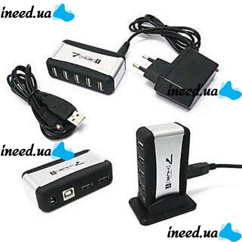 Вертикальный USB хаб HUB 2.0 Tomtop на 7 портов разветвитель удлинитель от сети