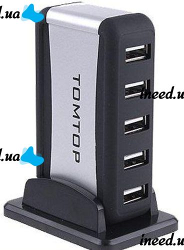 Вертикальный USB хаб HUB 2.0 Tomtop на 7 портов разветвитель удлинитель от сети