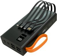 Портативное зарядное устройство Power Bank YM-644DX 66W 30000 mAh c набором кабелей для зарядки с фонариком, Внешний аккумулятор повербанк Черный