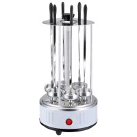 Вертикальная электрическая шашлычница Domotec MS-7782 1000W на 6 шампуров, Настольная Электрошашлычница для дома со съемным поддоном Серебристая