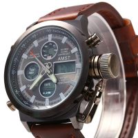 Мужские Наручные армейские часы AMST Sport Brown Watch AM3003 Кварцевые Quartz коричневые