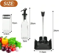 Набор кухонных емкостей Seasoning Bottle T221-3 для специй, масла и уксуса 4 емкости на подставке, Спецовница органайзер для хранения приправ Черный