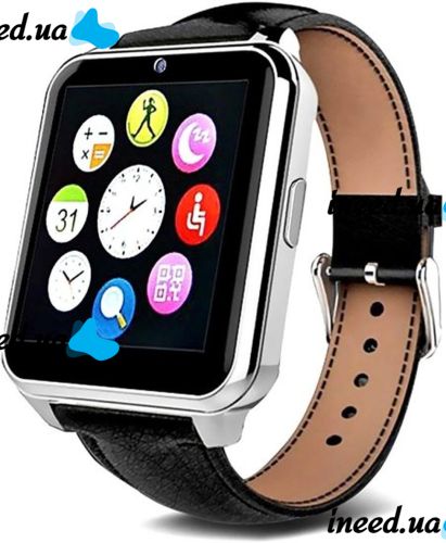 Умные часы Smart Watch W90 black черные кожаный ремешок