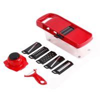 Мультислайсер Mandoline Slicer 6 в 1 Red, Ручная овощерезка для овощей и фруктов с контейнером, Слайсер, Терка мини комбайн 6в1 Красная