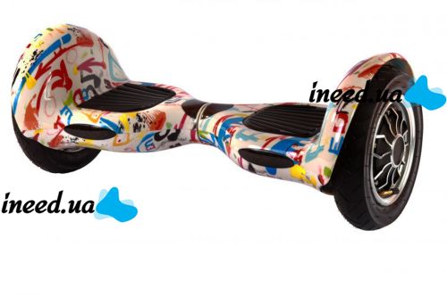 Гироскутер гироборд Smart Balance Wheel 10" i10 с автобалансом и пультом Bluetooth Брызги краски на белом