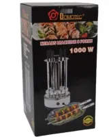 Вертикальная электрическая шашлычница Domotec MS-7782 1000W на 6 шампуров, Настольная Электрошашлычница для дома со съемным поддоном Серебристая