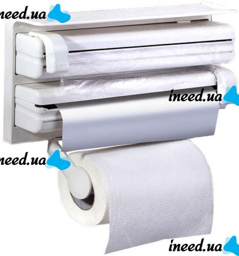 Кухонный тройной держатель Triple Paper Dispenser 3 в 1 для бумажных полотенец пищевой пленки и фольги Диспенсер органайзер Kitchen Roll (MA-53-20)